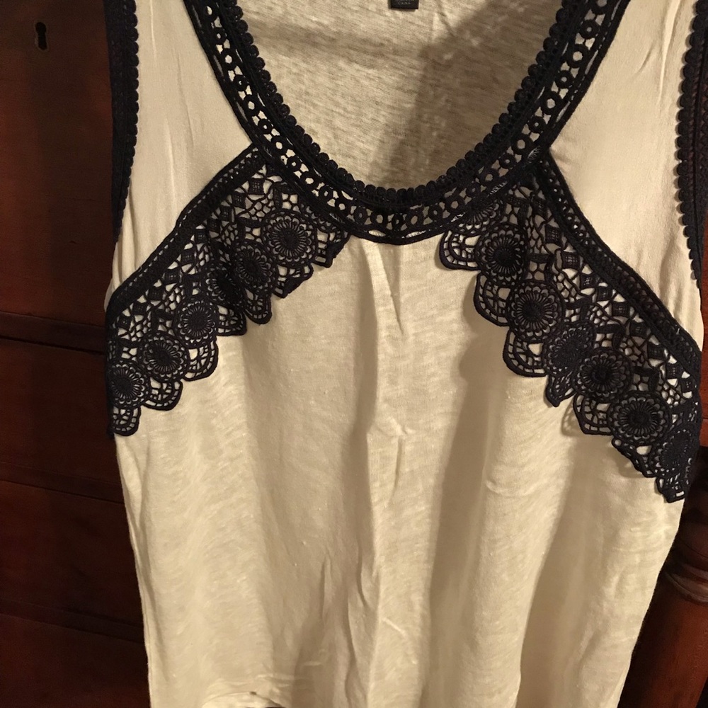 J. Crew linen & lace tank top